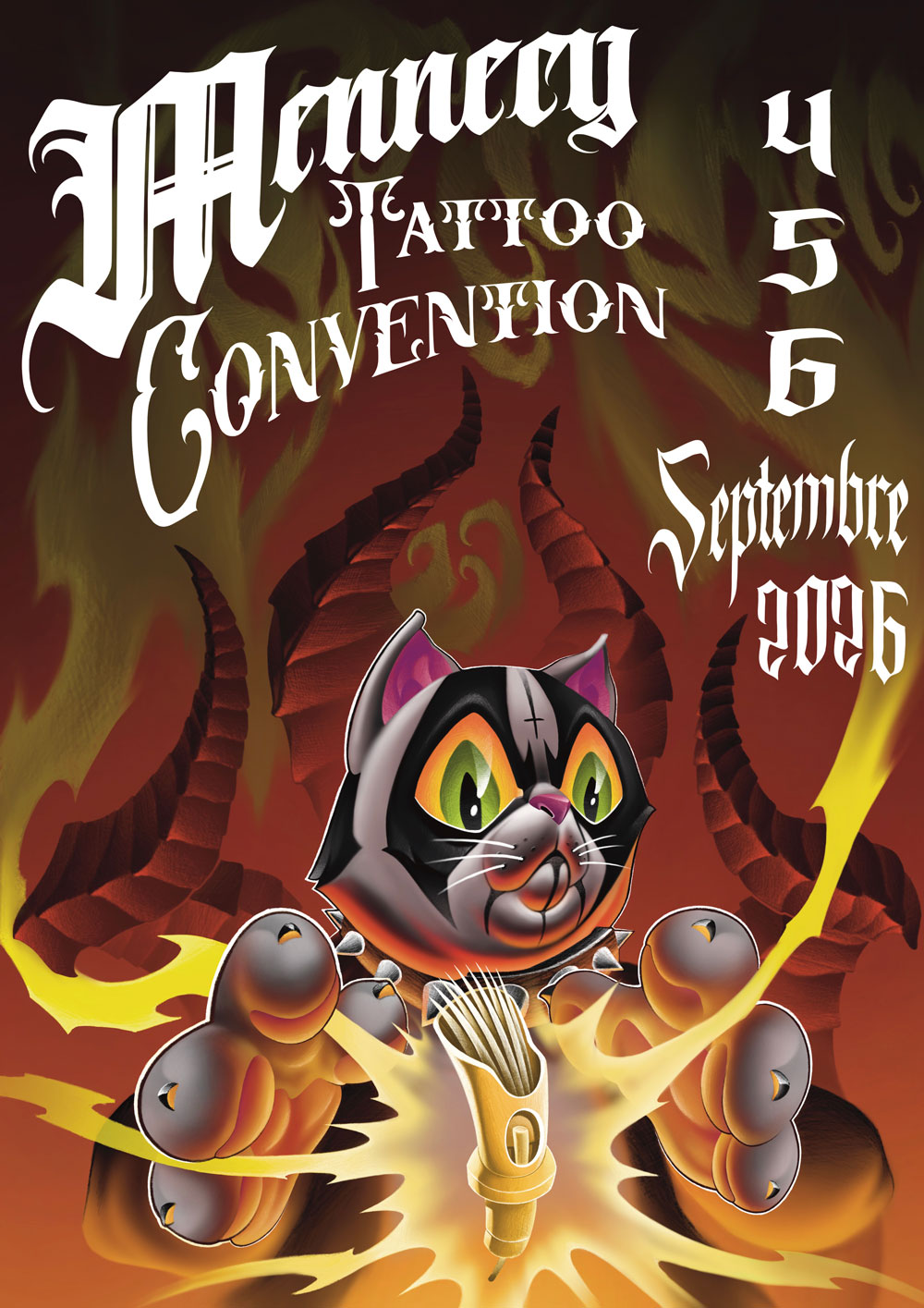 Affiche officielle de la Mennecy Tattoo Convention 2026 – Événement tatouage les 4, 5 et 6 septembre 2026 à Mennecy